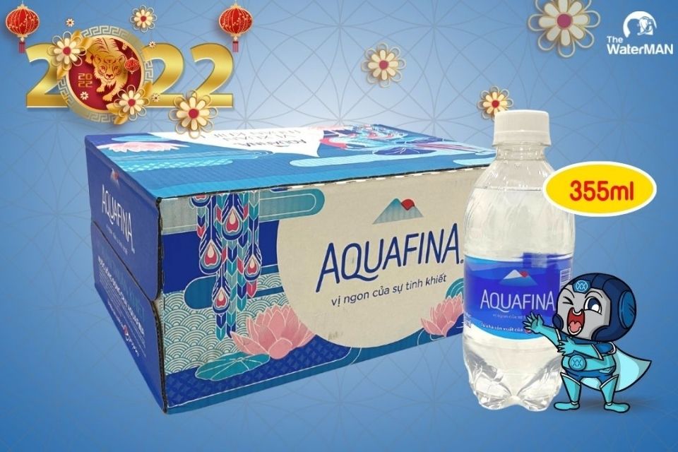 Mẫu thùng nước Aquafina 355ml mẫu Xuân
